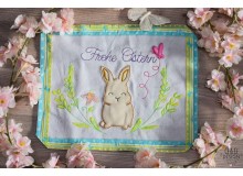 Stickdatei - Frohe Ostern Hase im Kranz inkl. Einzeldateien